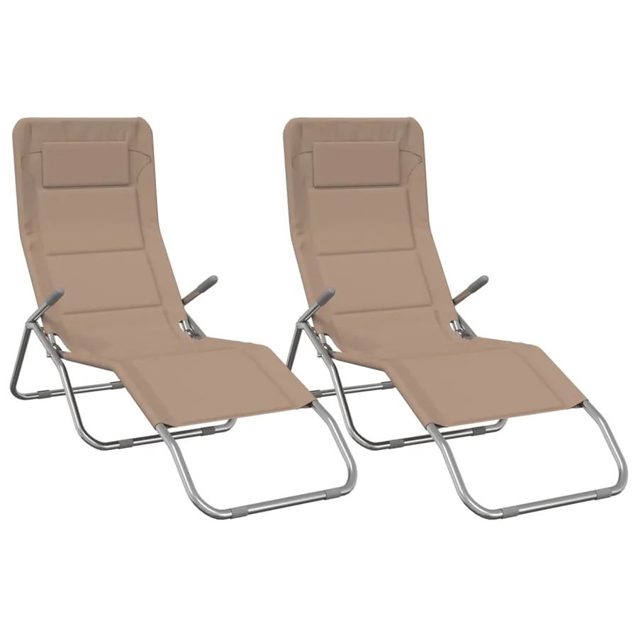 Chaises longues pliables lot de 2 noir textilène et acier - 14
