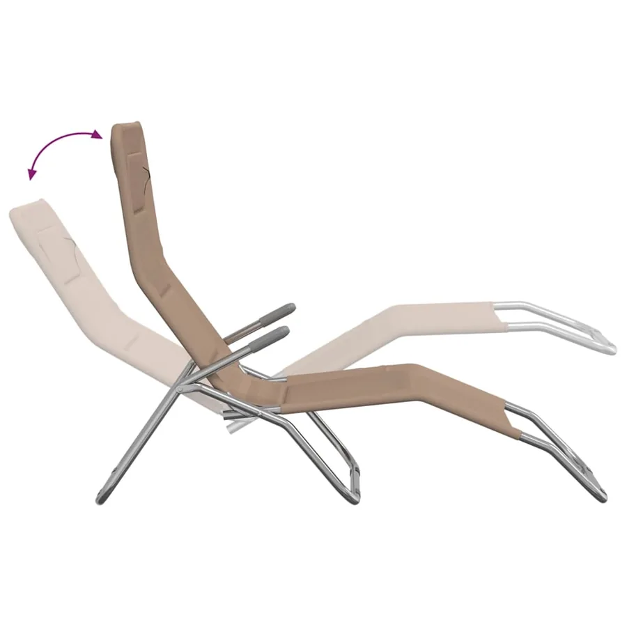 Chaises longues pliables lot de 2 noir textilène et acier - 20
