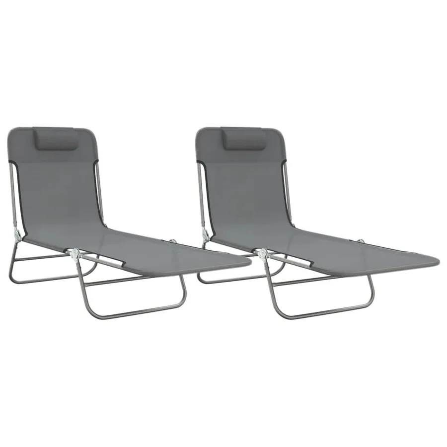 Chaises longues pliables lot de 2 noir textilène et acier - 26