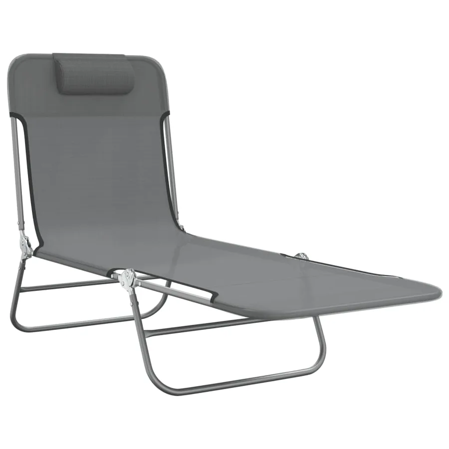 Chaises longues pliables lot de 2 noir textilène et acier - 27