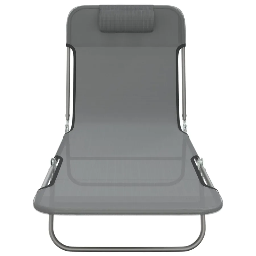 Chaises longues pliables lot de 2 noir textilène et acier - 28