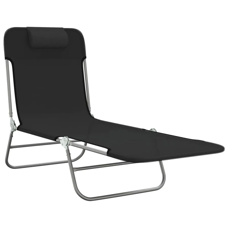Chaises longues pliables lot de 2 noir textilène et acier - 3