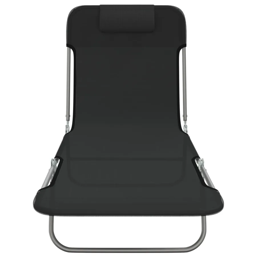 Chaises longues pliables lot de 2 noir textilène et acier - 4