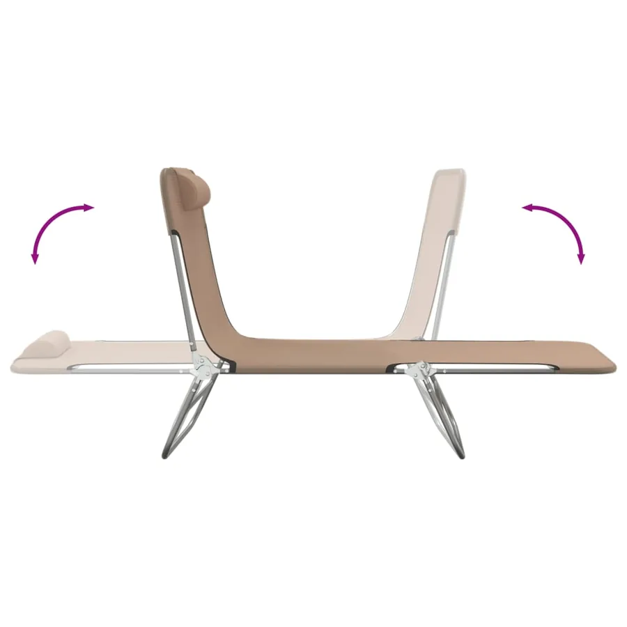 Chaises longues pliables lot de 2 noir textilène et acier - 43