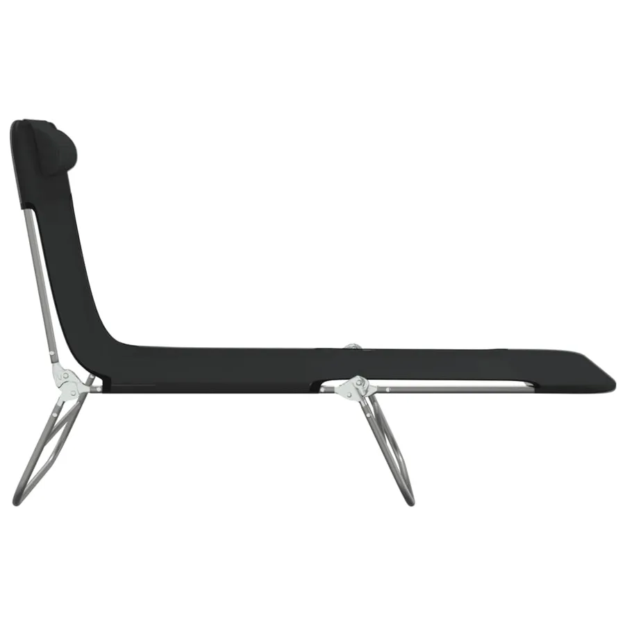 Chaises longues pliables lot de 2 noir textilène et acier - 5