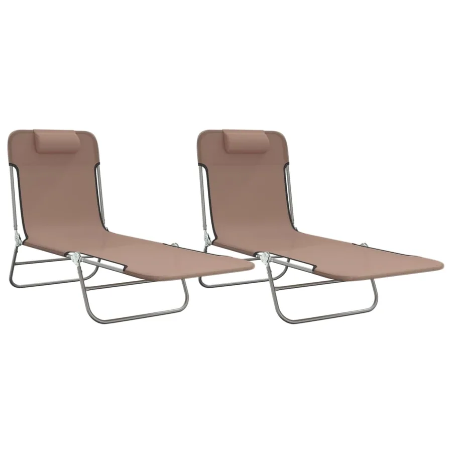Chaises longues pliables lot de 2 noir textilène et acier - 50