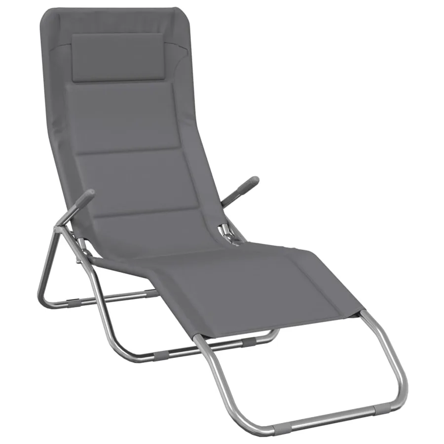 Chaises longues pliables lot de 2 noir textilène et acier - 63