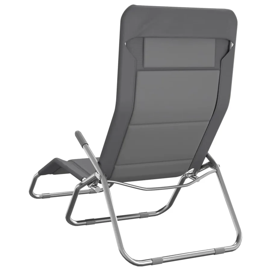 Chaises longues pliables lot de 2 noir textilène et acier - 66