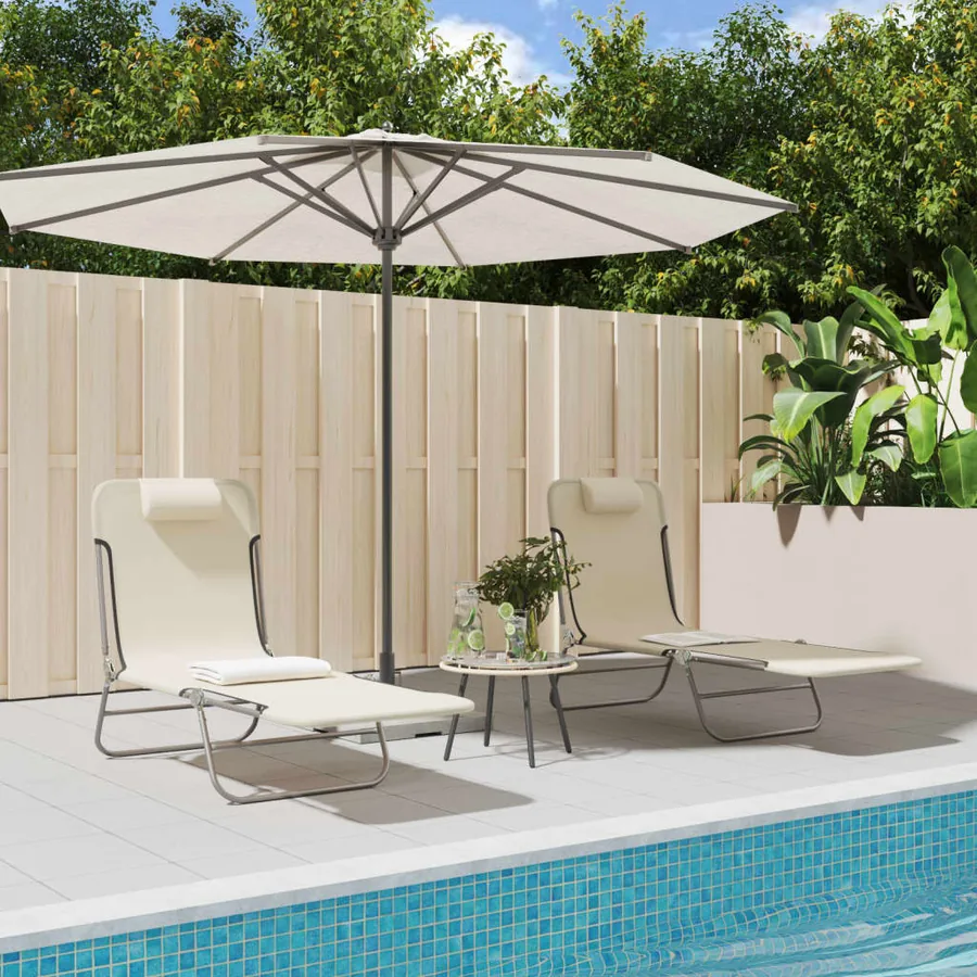 Chaises longues pliables lot de 2 noir textilène et acier - 73
