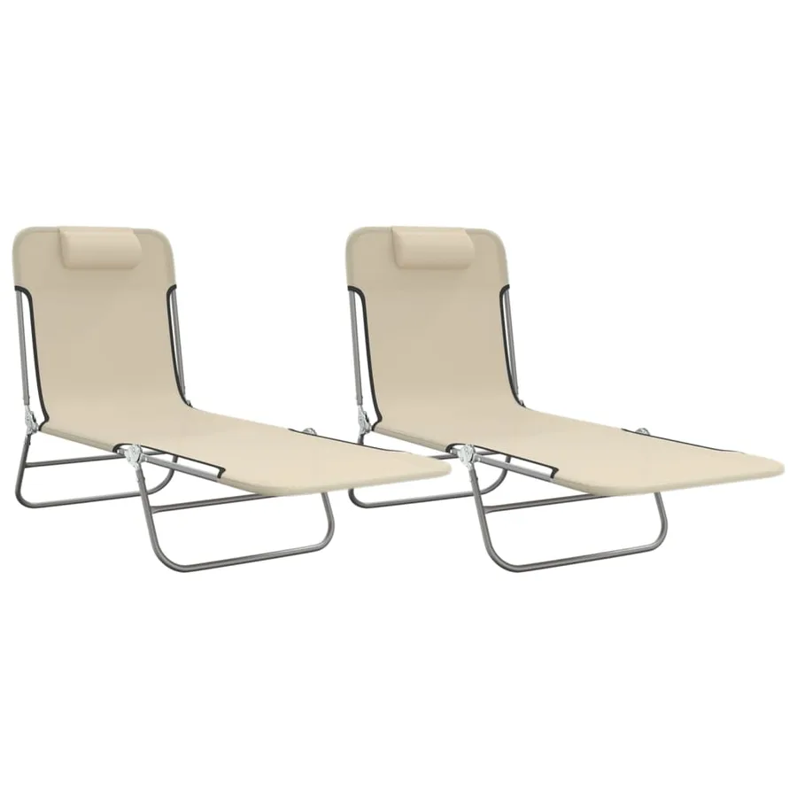 Chaises longues pliables lot de 2 noir textilène et acier - 74