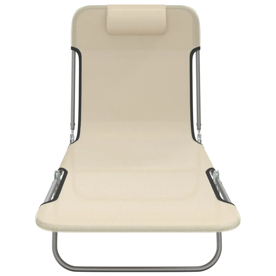 Chaises longues pliables lot de 2 noir textilène et acier - 76