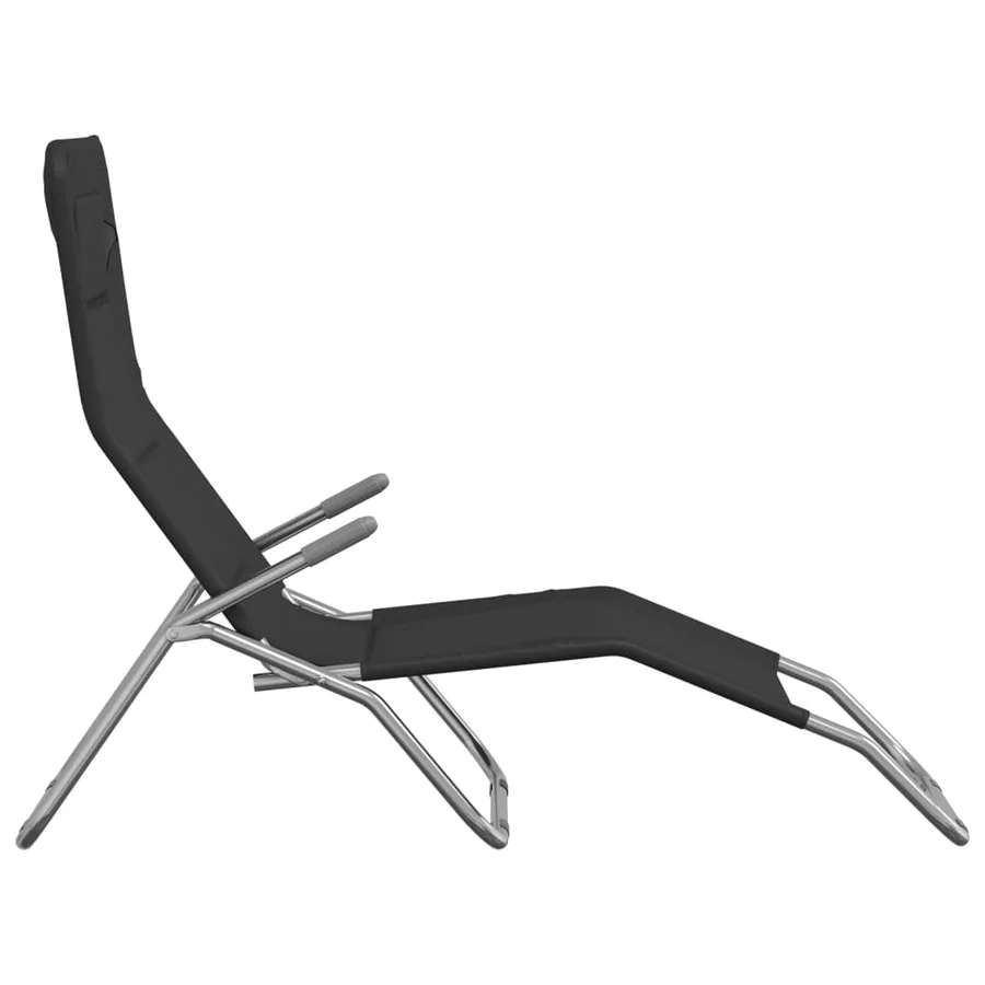 Chaises longues pliables lot de 2 noir textilène et acier - 89