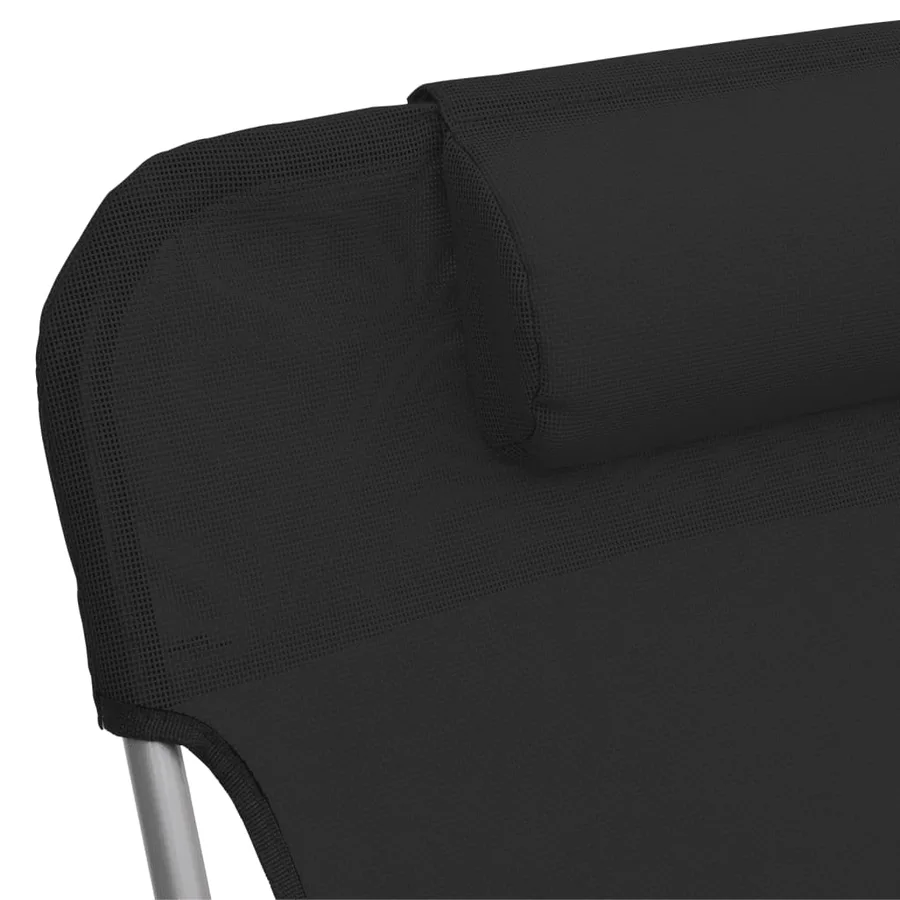 Chaises longues pliables lot de 2 noir textilène et acier - 9
