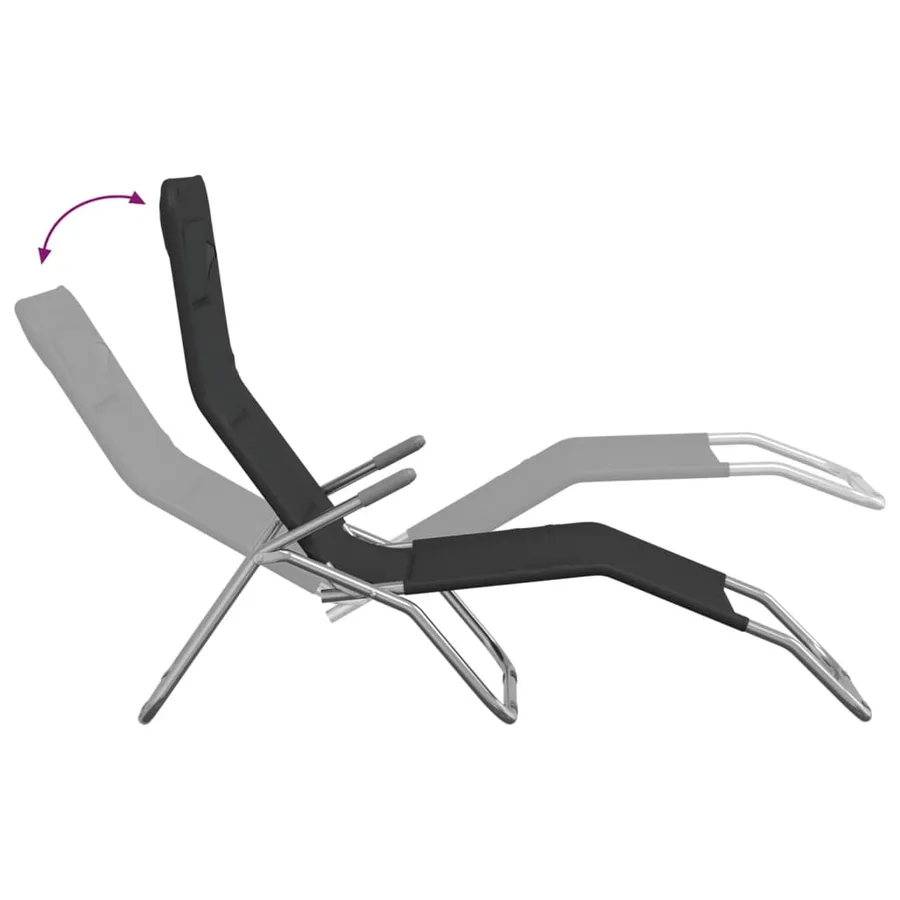 Chaises longues pliables lot de 2 noir textilène et acier - 92
