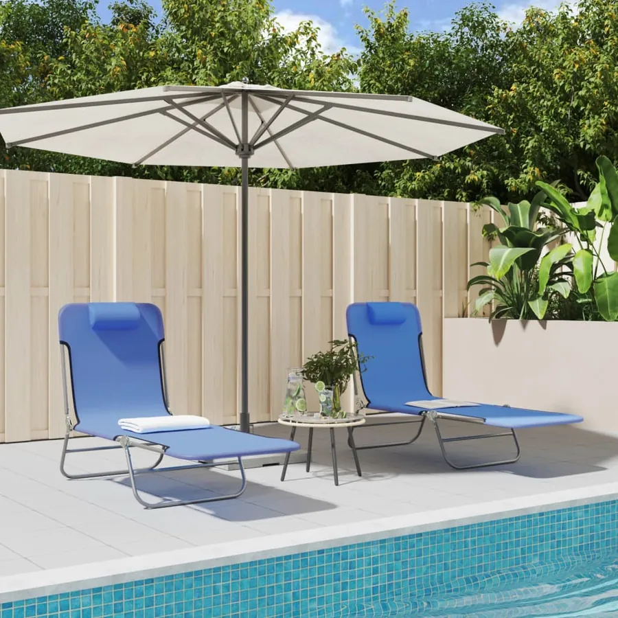 Chaises longues pliables lot de 2 noir textilène et acier - 97