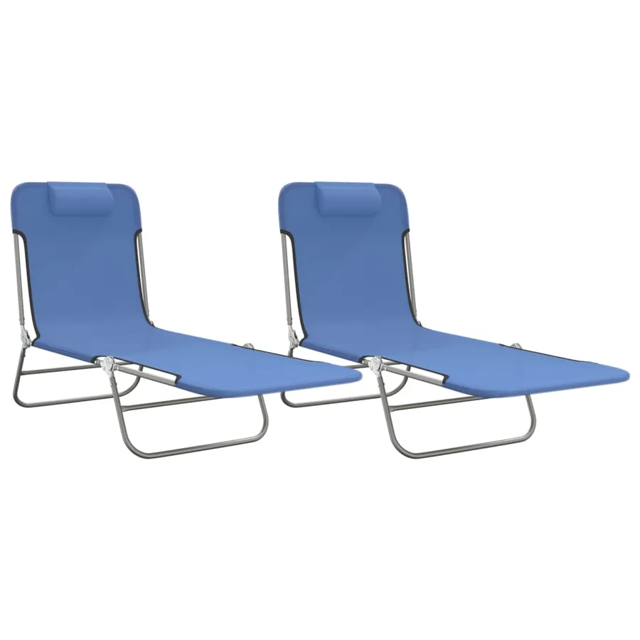 Chaises longues pliables lot de 2 noir textilène et acier - 98