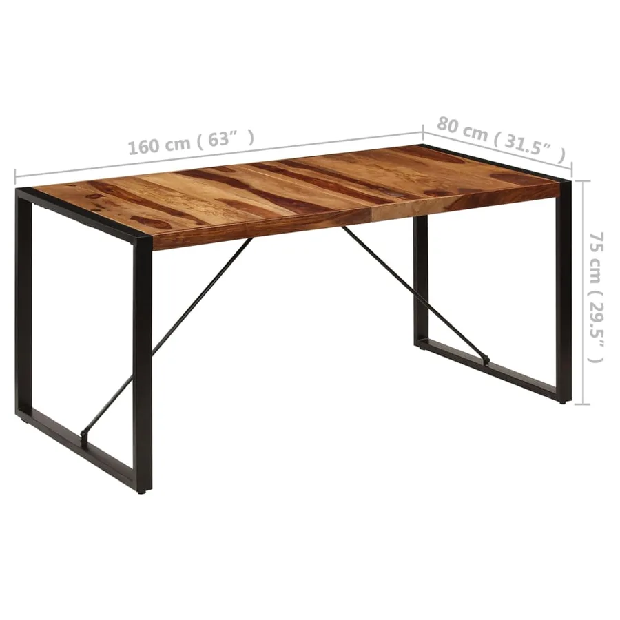 Table de salle à manger 160x80x75 cm Bois de Sesham massif - 8