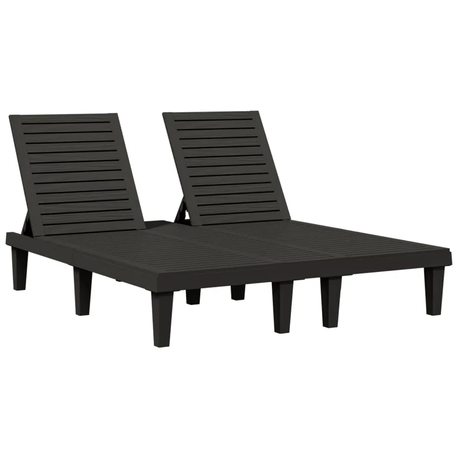 Chaise longue double noir 155x138x83 cm polypropylène - 2