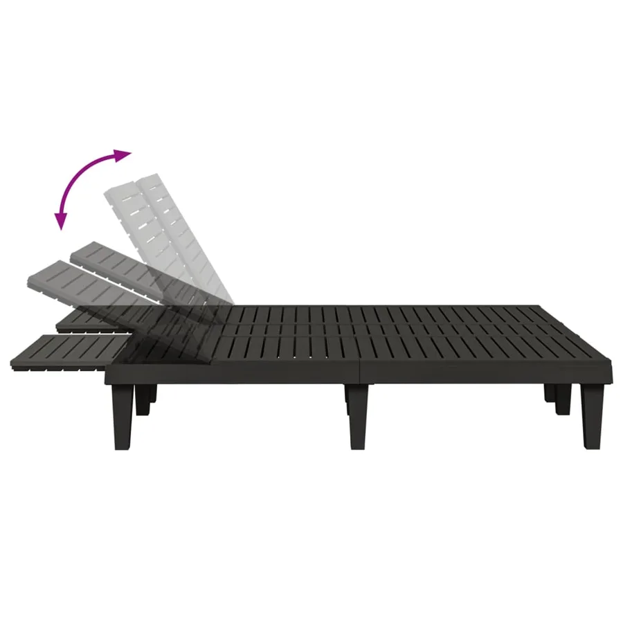 Chaise longue double noir 155x138x83 cm polypropylène - 7