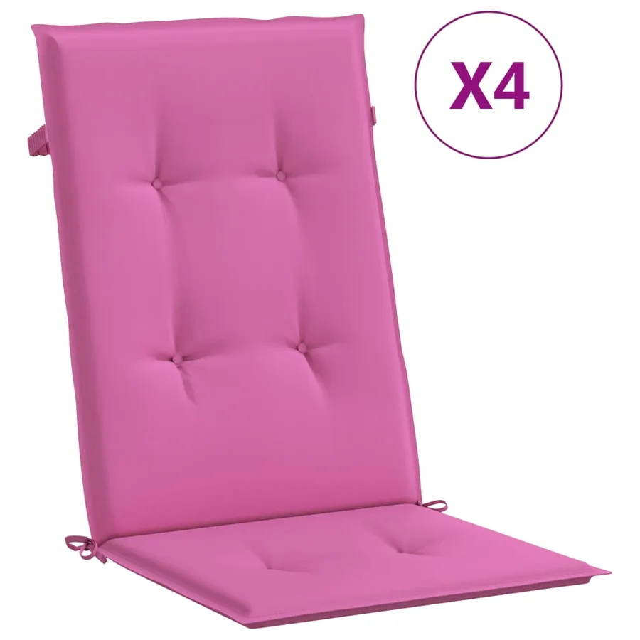 Coussins de chaise à dossier haut lot de 4 rose tissu - 2