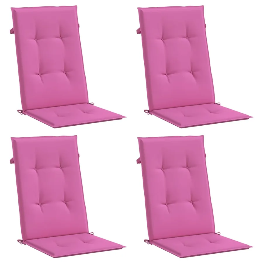 Coussins de chaise à dossier haut lot de 4 rose tissu - 3