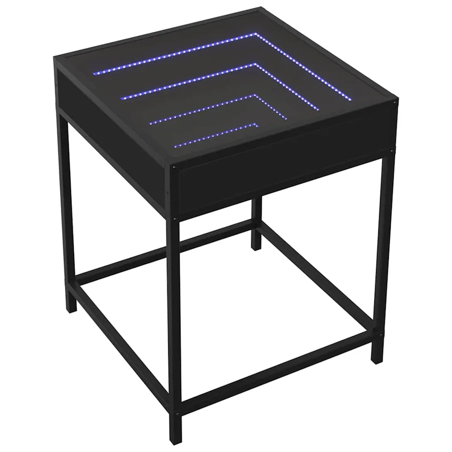 Table de chevet avec LED infini noir 40x40x51 cm - 3