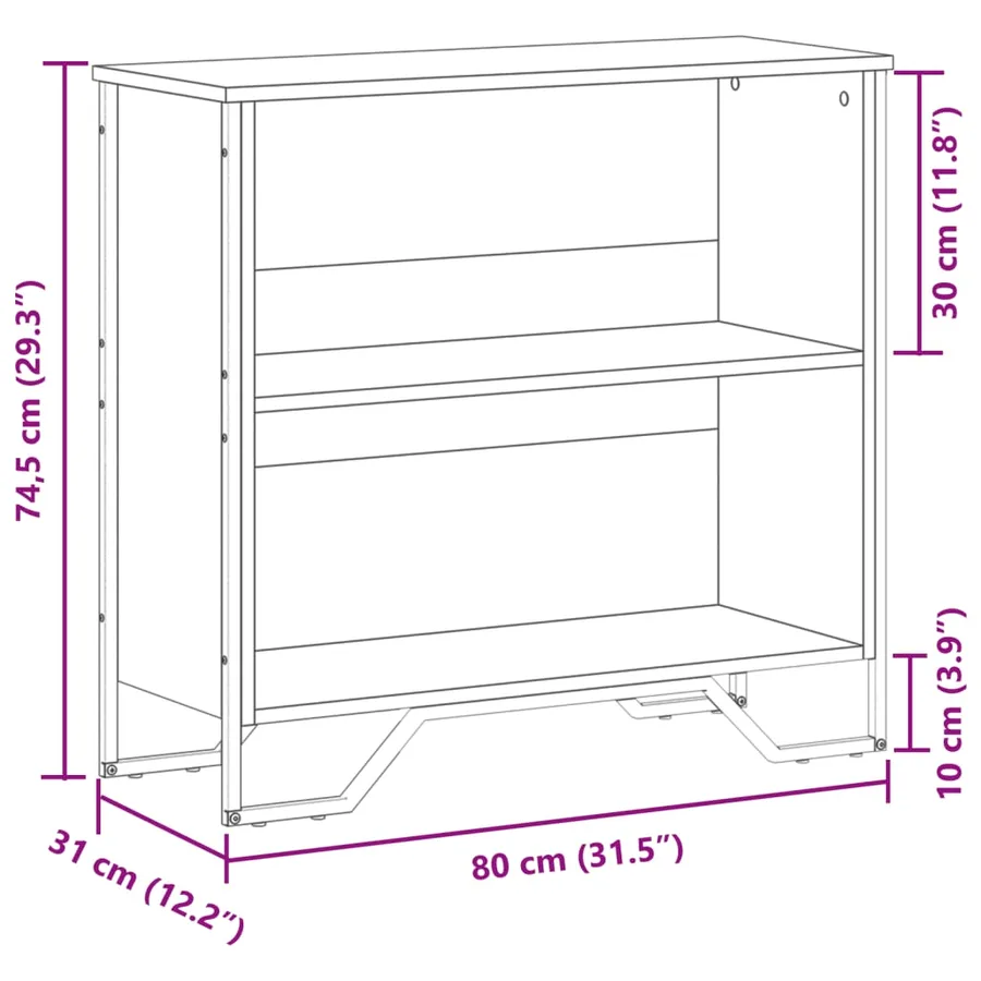 Bibliothèque chêne marron 80x31x74,5 cm bois d'ingénierie - 9
