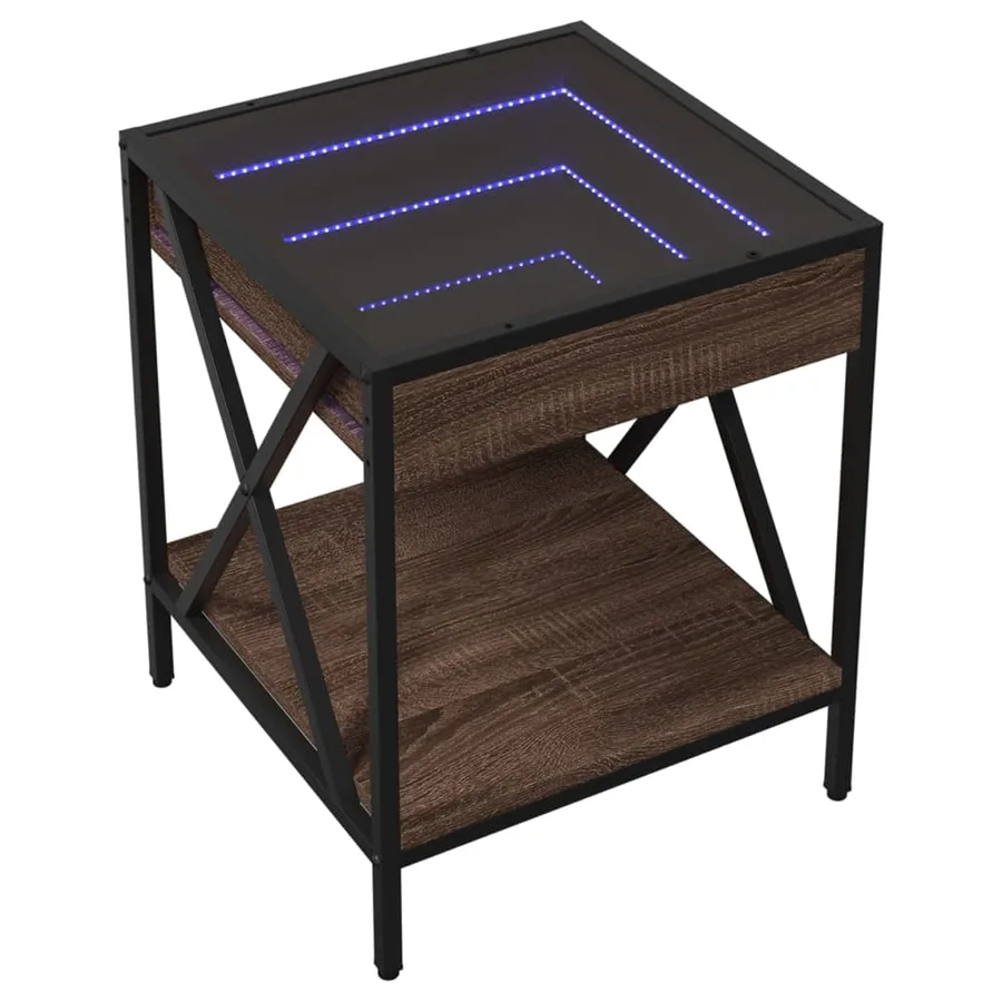 Table de chevet avec LED infini chêne marron 40x40x49 cm - 3