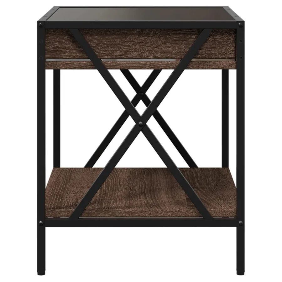 Table de chevet avec LED infini chêne marron 40x40x49 cm - 7