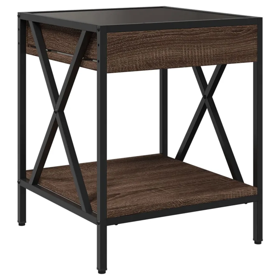 Table de chevet avec LED infini chêne marron 40x40x49 cm - 8