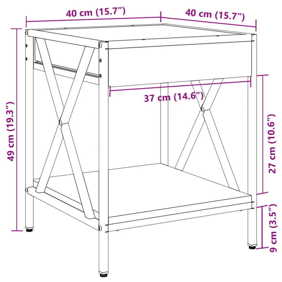 Table de chevet avec LED infini chêne fumé 40x40x49 cm - 13