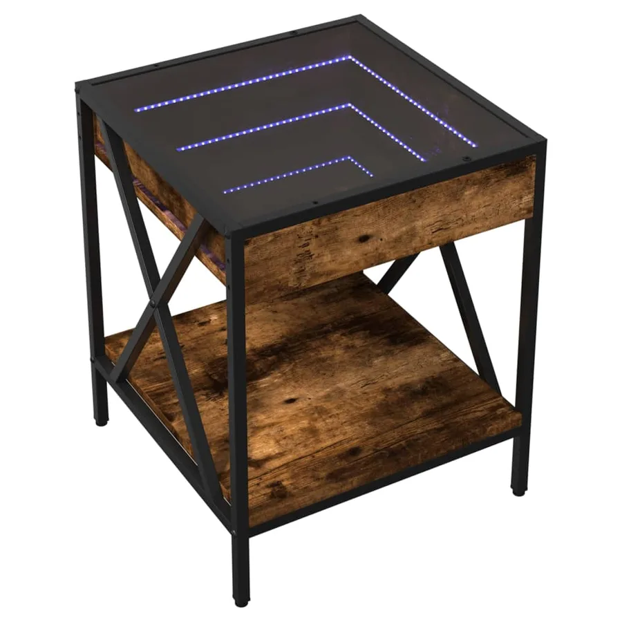 Table de chevet avec LED infini chêne fumé 40x40x49 cm - 3