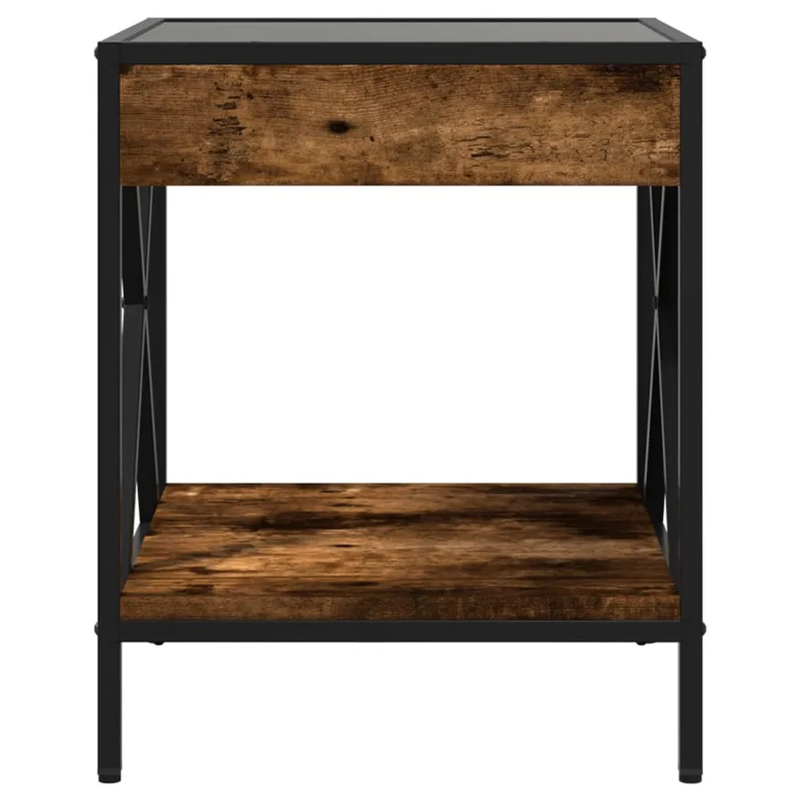 Table de chevet avec LED infini chêne fumé 40x40x49 cm - 6