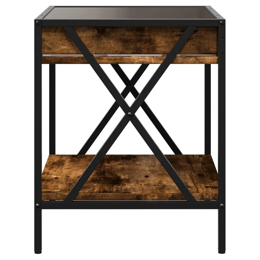 Table de chevet avec LED infini chêne fumé 40x40x49 cm - 7
