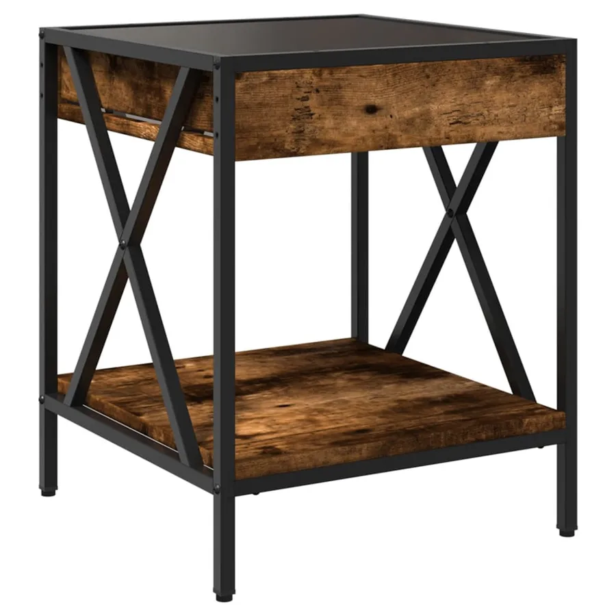 Table de chevet avec LED infini chêne fumé 40x40x49 cm - 8