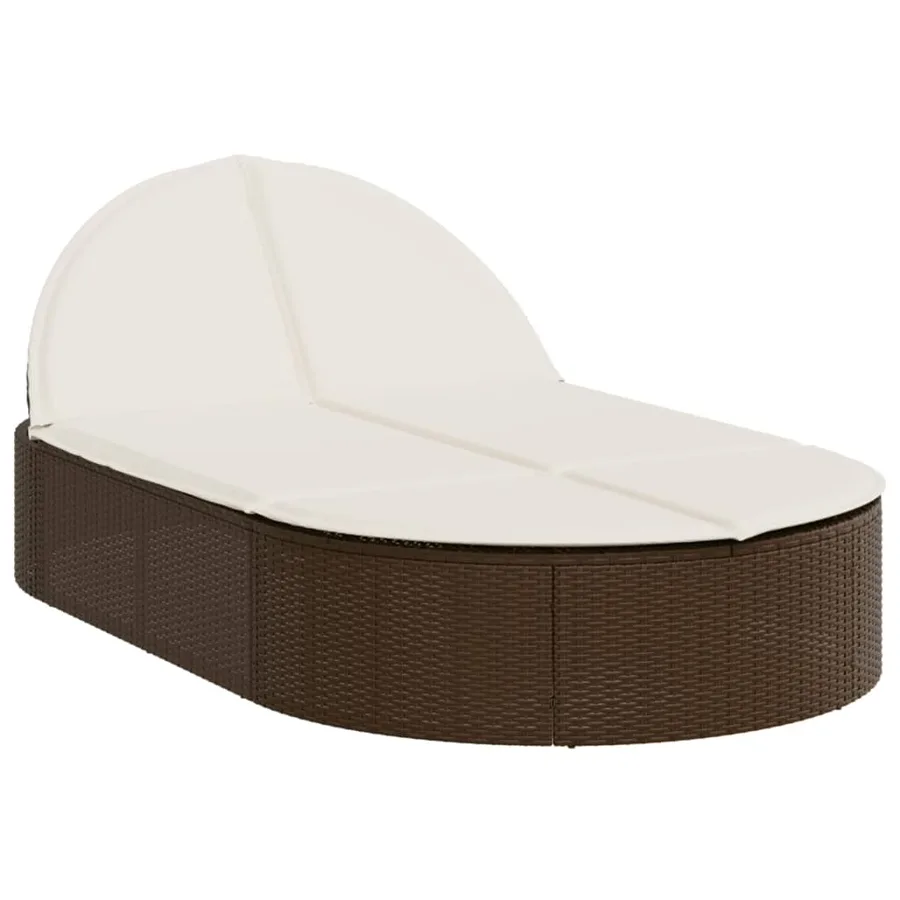 Chaise longue double avec coussins marron résine tressée - 2