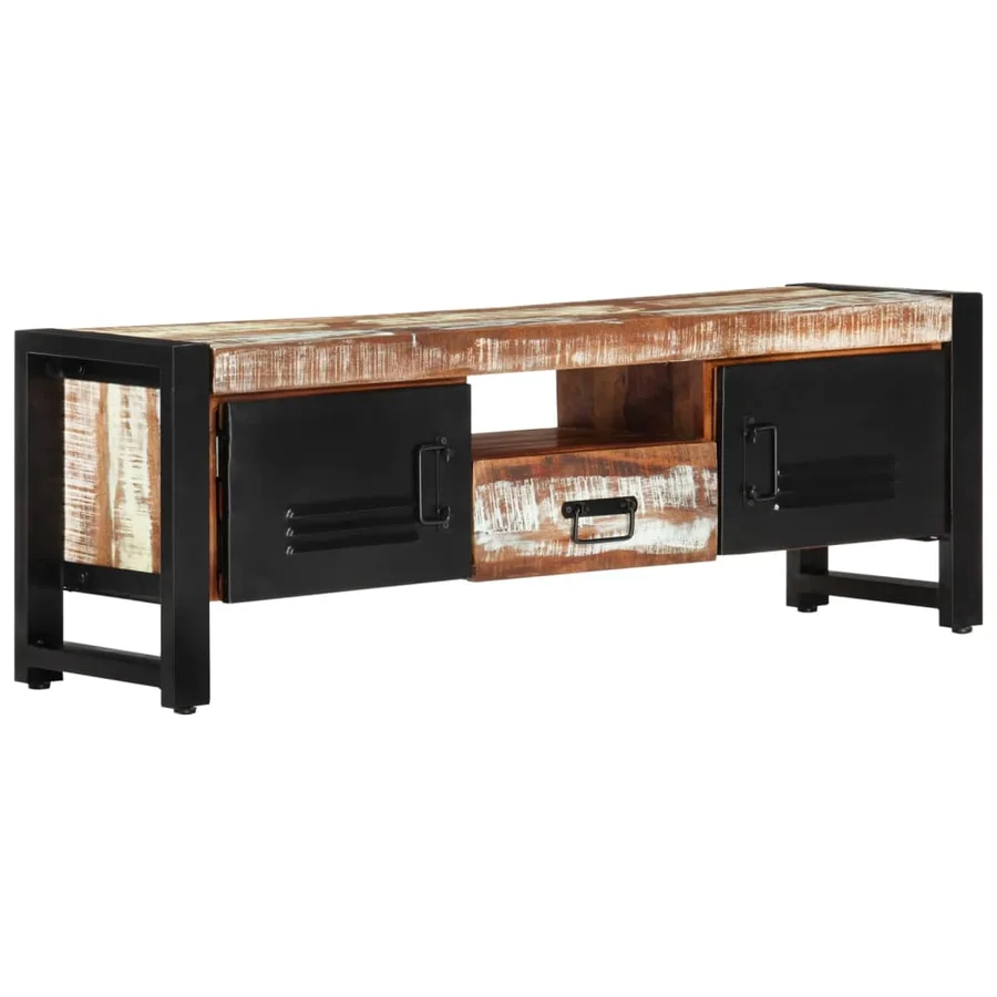 Meuble TV 120x30x40 cm Bois massif de récupération - 11