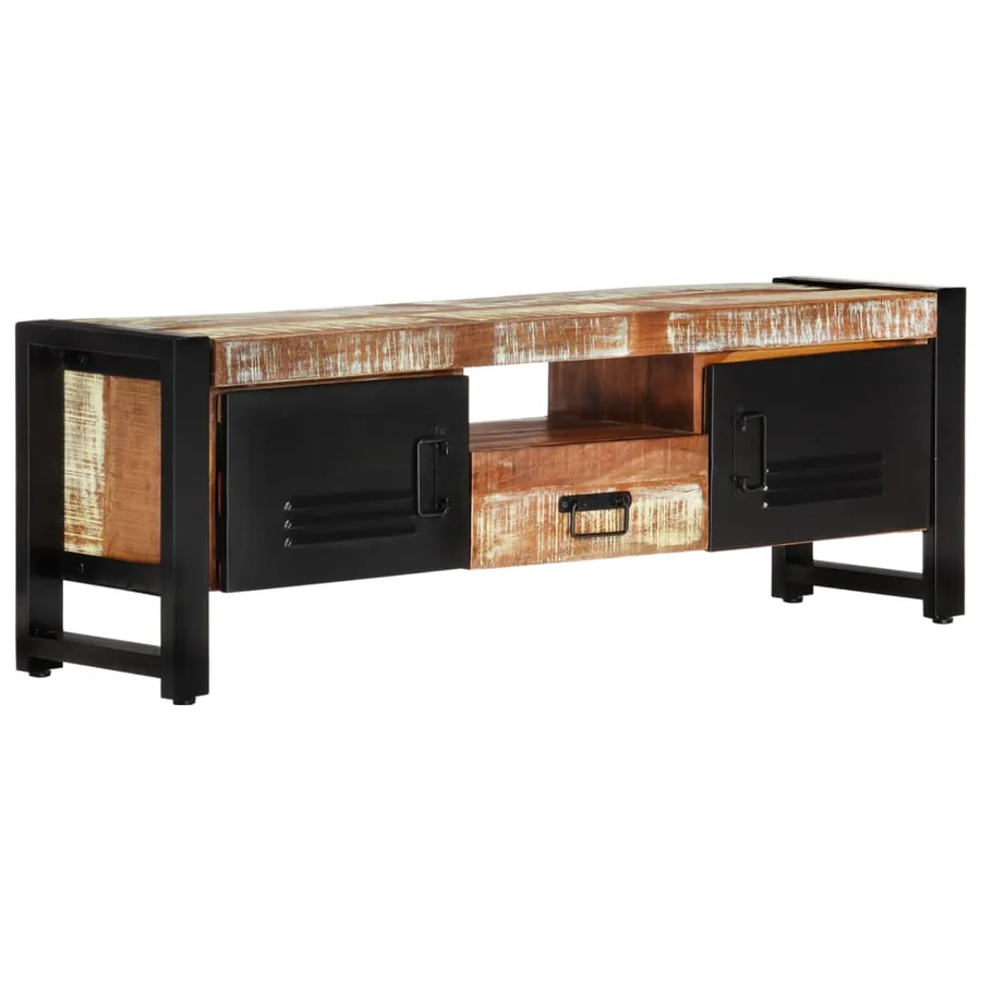 Meuble TV 120x30x40 cm Bois massif de récupération - 12