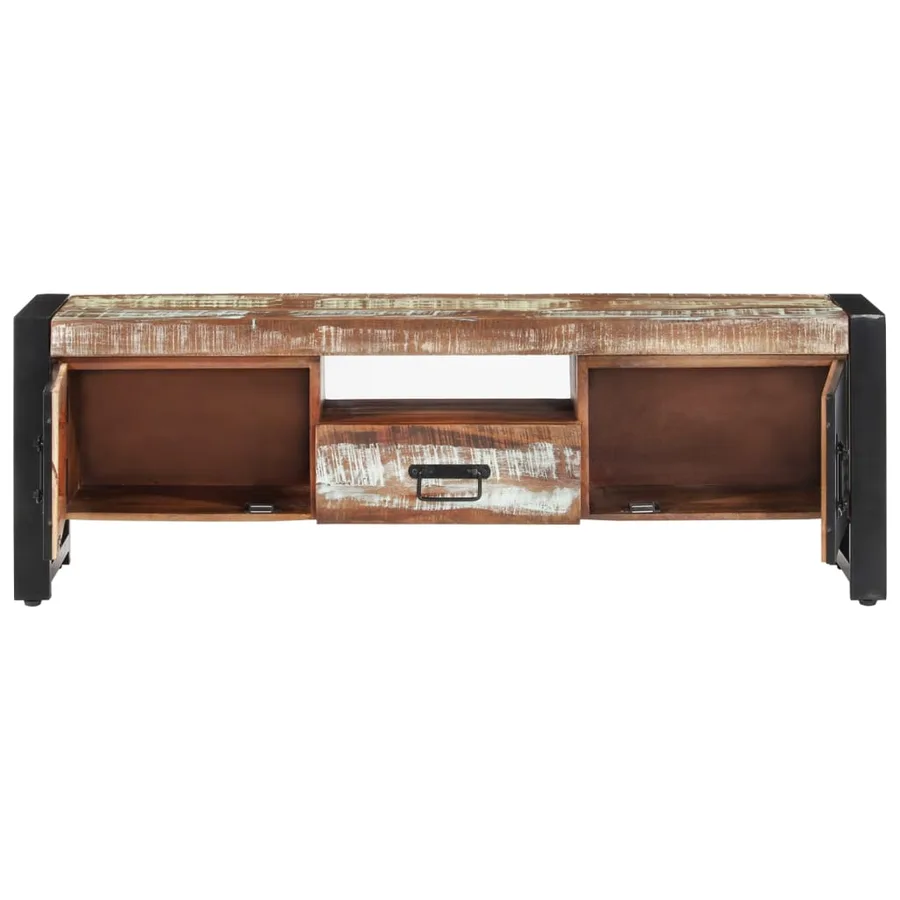 Meuble TV 120x30x40 cm Bois massif de récupération - 4