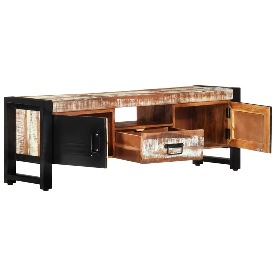 Meuble TV 120x30x40 cm Bois massif de récupération - 5