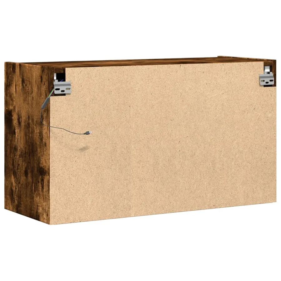 Meuble TV mural avec lumières LED chêne fumé 80x31x45 cm - 8