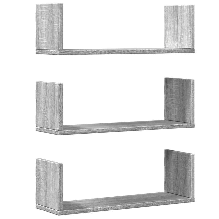 Étagères murales 3 pcs sonoma gris 58x18x18 cm bois ingénierie - 2