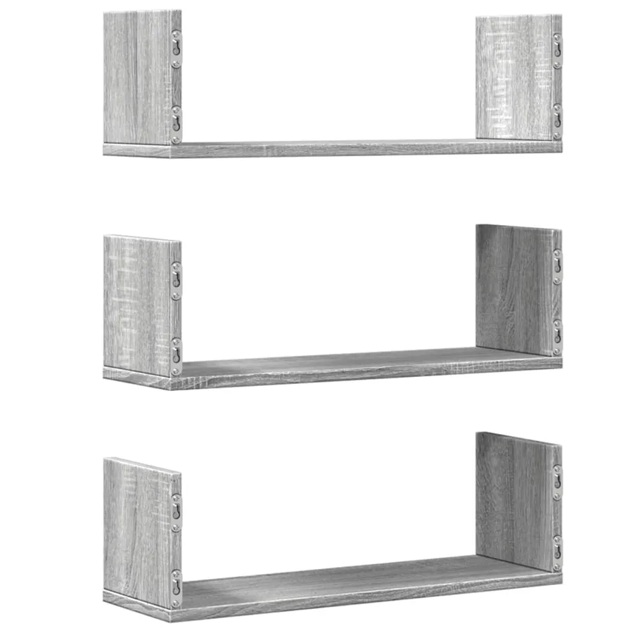 Étagères murales 3 pcs sonoma gris 58x18x18 cm bois ingénierie - 6