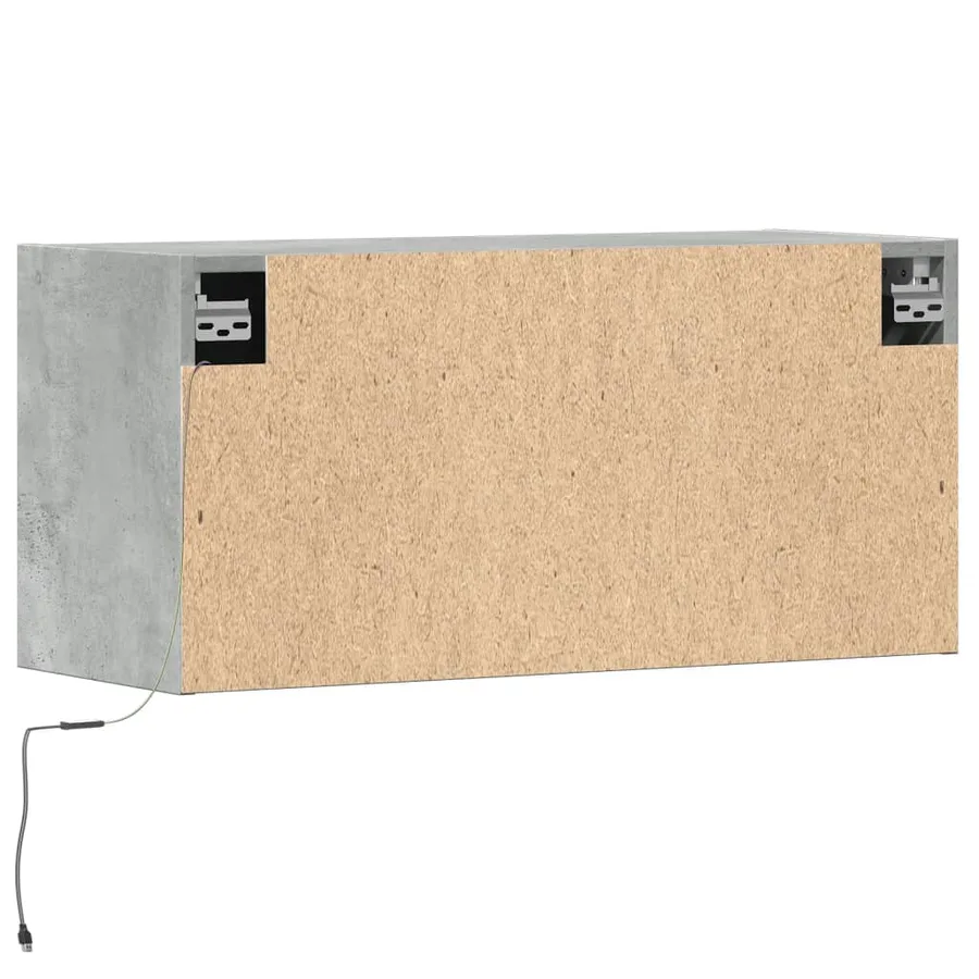 Meuble TV mural avec lumières LED gris béton 80x31x35 cm - 8