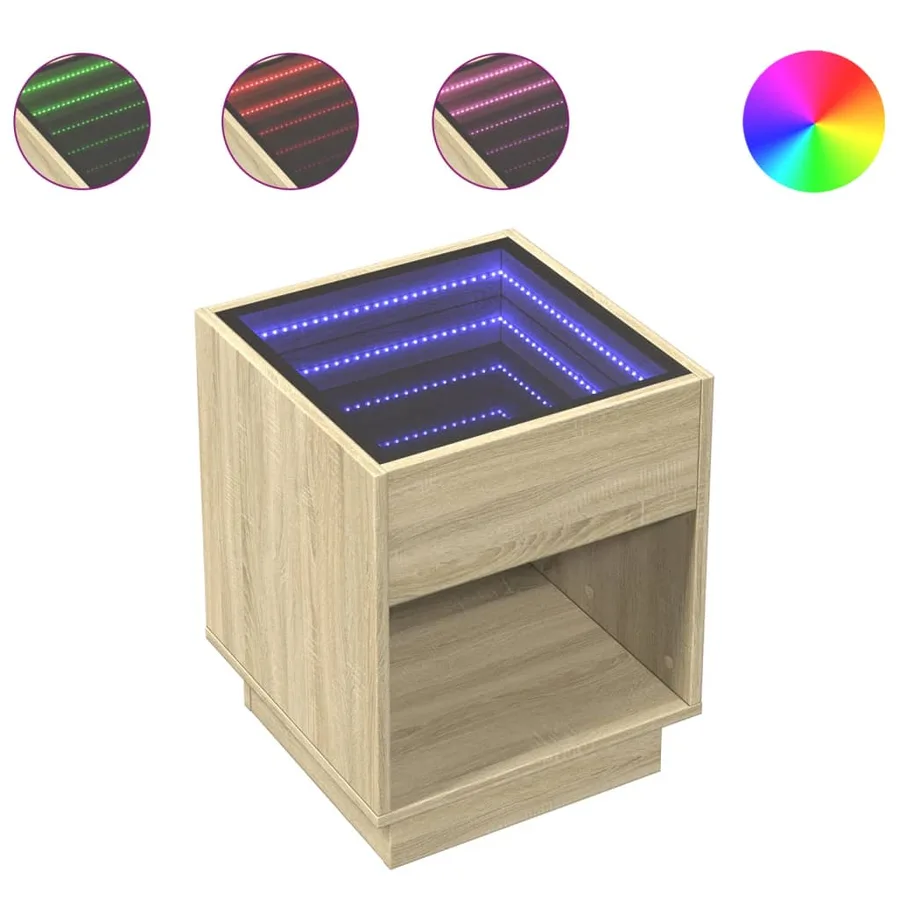 Table de chevet avec LED infini chêne sonoma 40x40x50 cm - 2