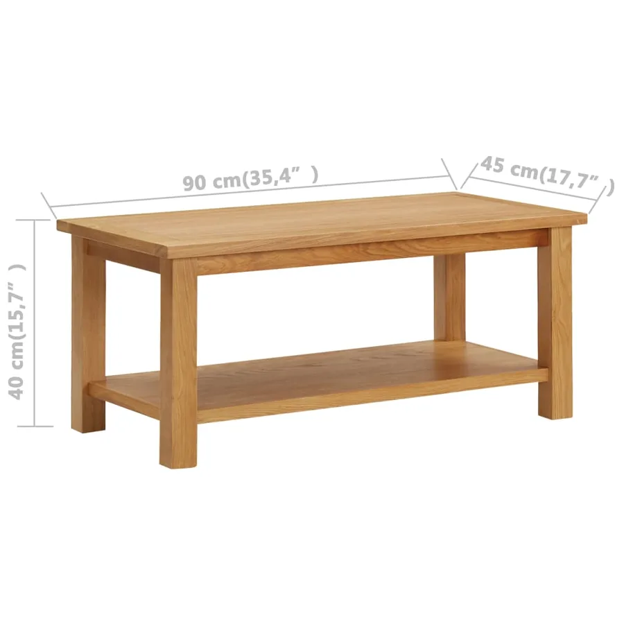 Table basse 90x45x40 cm Bois de chêne massif - 7