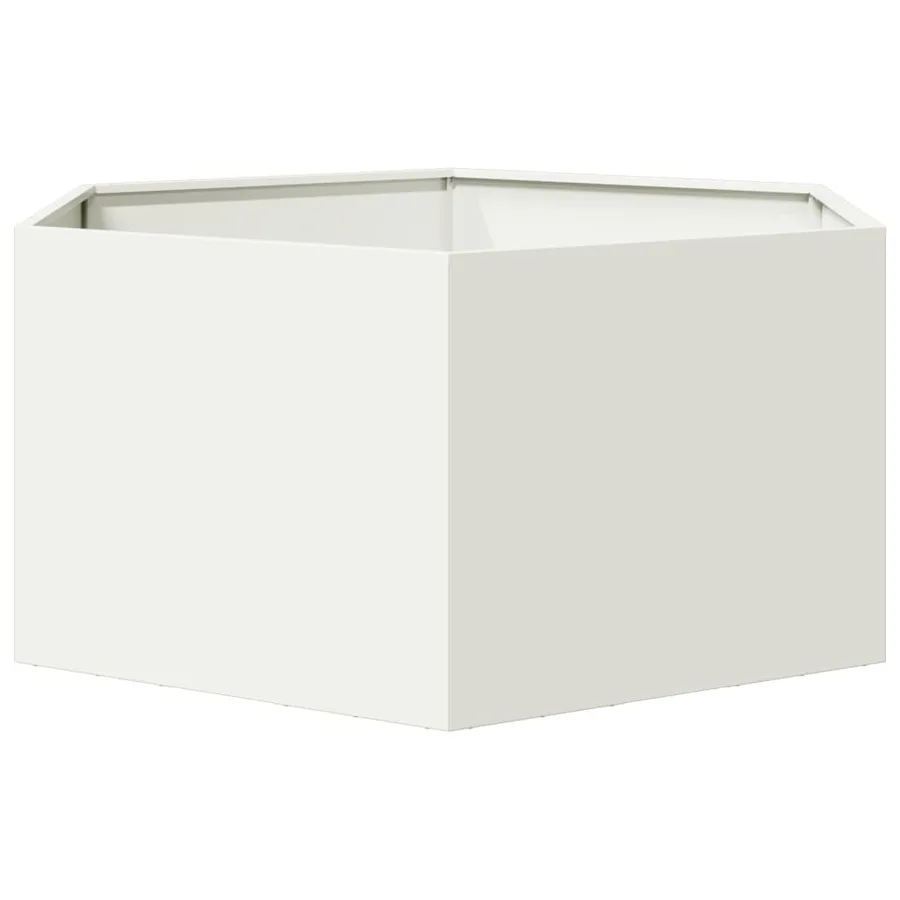 Jardinière blanc hexagone 104x90x45 cm acier - 4