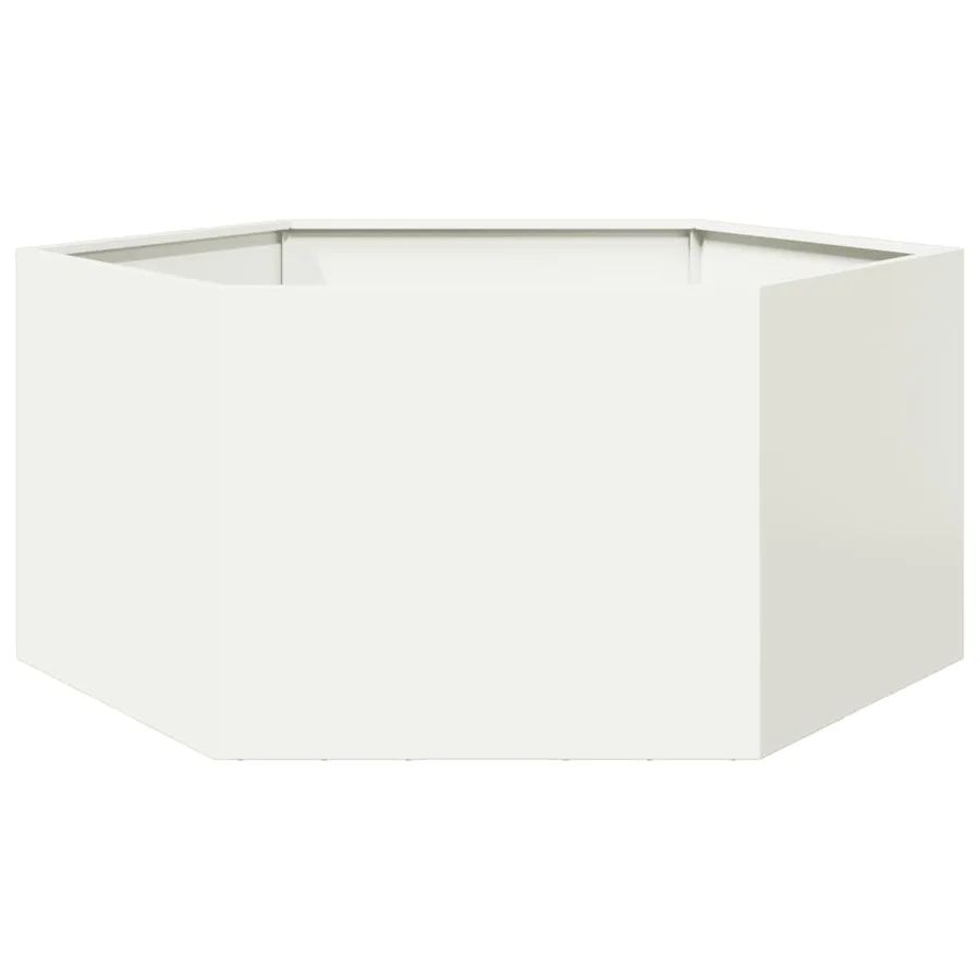Jardinière blanc hexagone 104x90x45 cm acier - 6