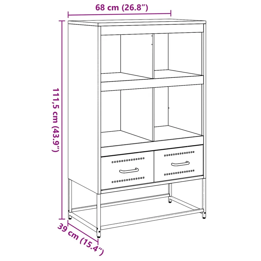 Buffet haut blanc 68x39x111,5 cm acier - 12