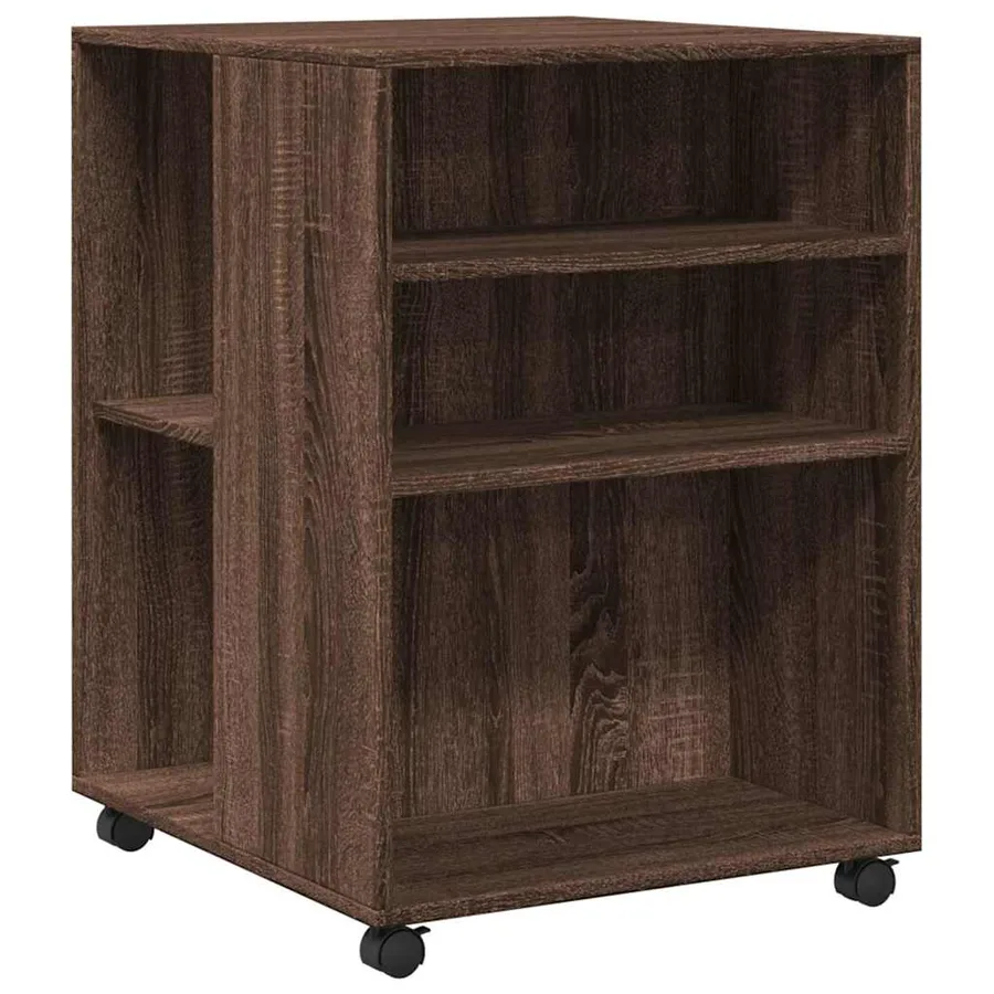 Table d'appoint avec roues chêne marron bois d'ingénierie - 2